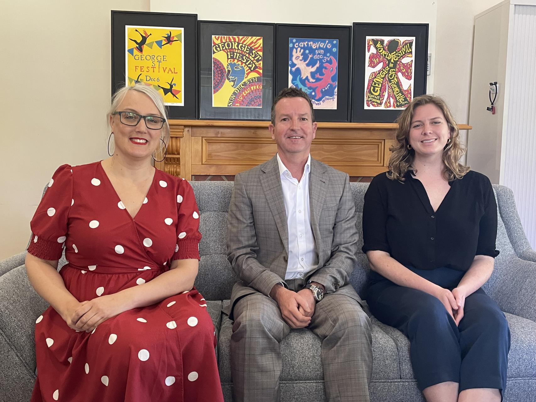 L-R Geraldine Rey, Co-Director of Suzette Collective, CEO of the Town of East Fremantle,  Gary Tuffin and RTRFM’s Development Manager, Rhian Todhunter