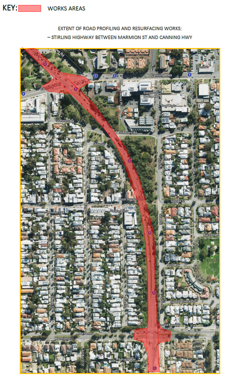 Roadworks - Resurfacing of Stirling Highway and Marmion Street/Canning
